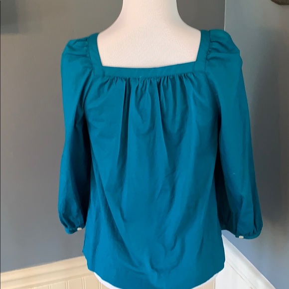 J Crew Factory Teal Square Neck Peasant Top XXS - Picture 2 of 8